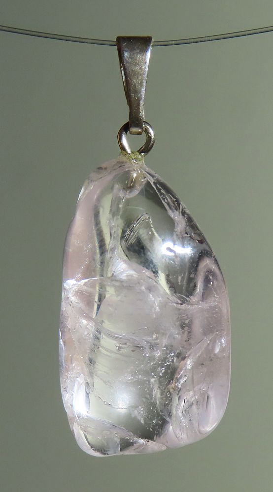  Danburit Trommelstein-Anhänger mit 925 Silberöse