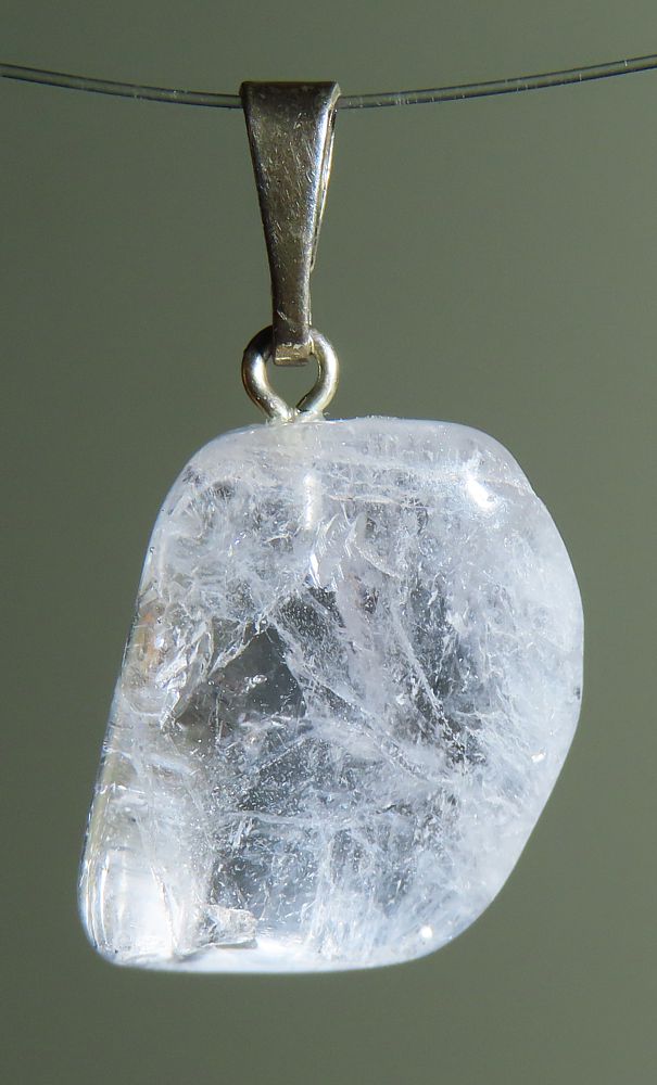  Danburit Trommelstein-Anhänger mit 925 Silberöse