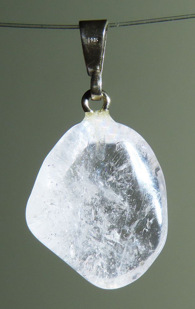  Danburit Trommelstein-Anhänger mit 925 Silberöse