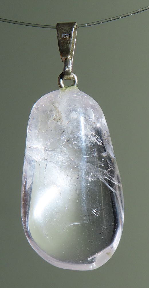  Danburit Trommelstein-Anhänger mit 925 Silberöse