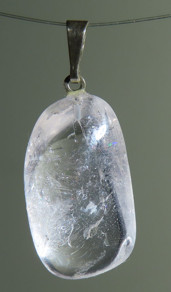  Danburit Trommelstein-Anhänger mit 925 Silberöse