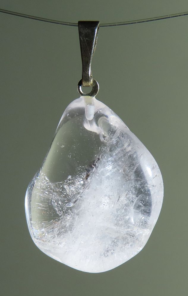  Danburit Trommelstein-Anhänger mit 925 Silberöse