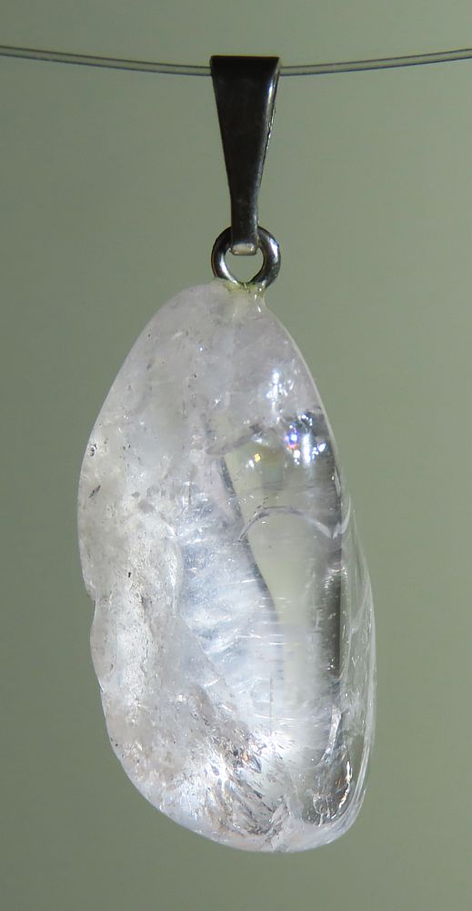  Danburit Trommelstein-Anhänger mit 925 Silberöse