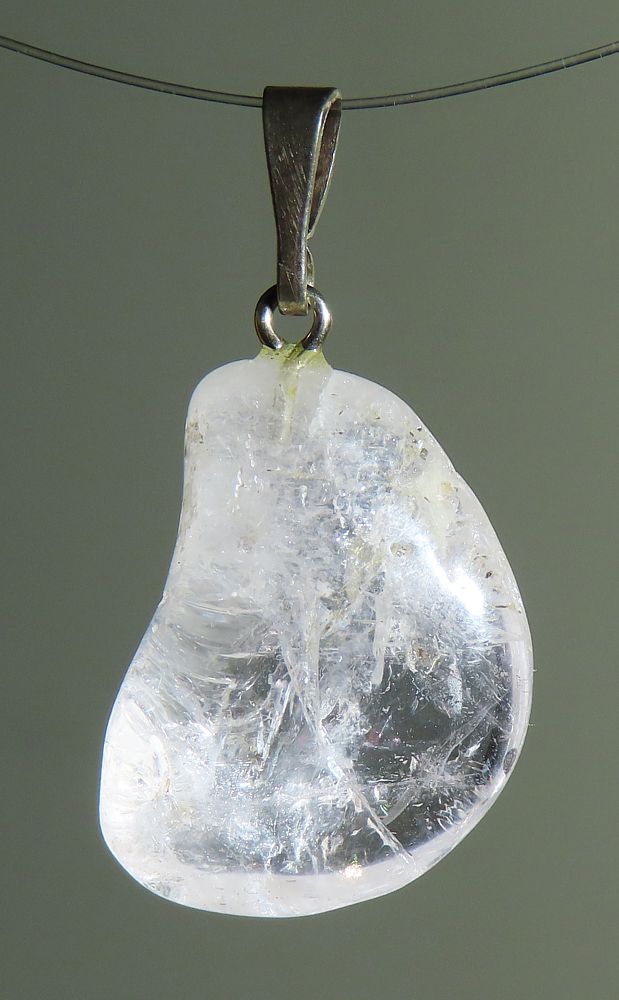  Danburit Trommelstein-Anhänger mit 925 Silberöse