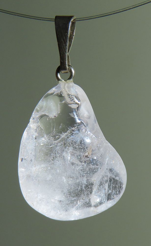  Danburit Trommelstein-Anhänger mit 925 Silberöse