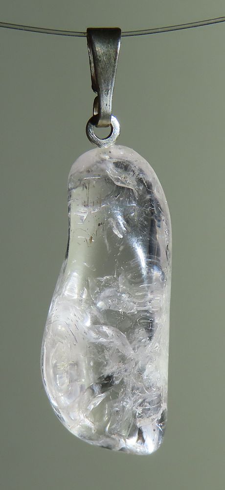  Danburit Trommelstein-Anhänger mit 925 Silberöse