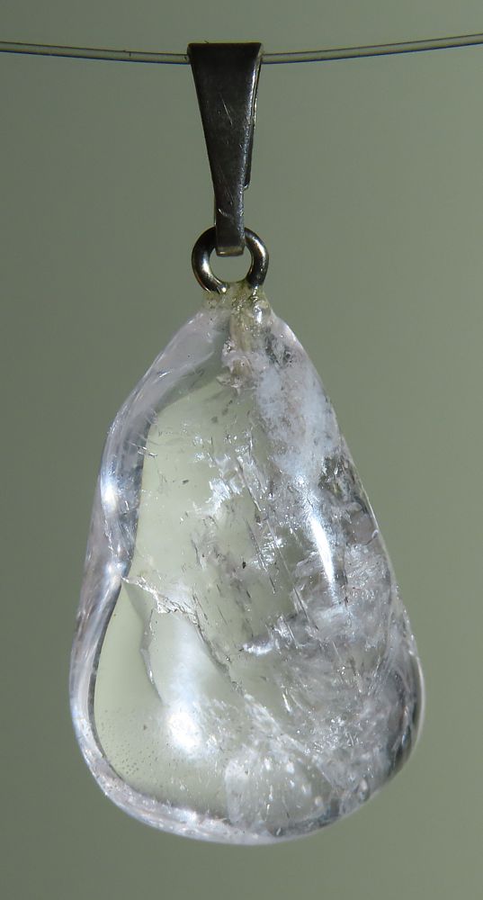  Danburit Trommelstein-Anhänger mit 925 Silberöse