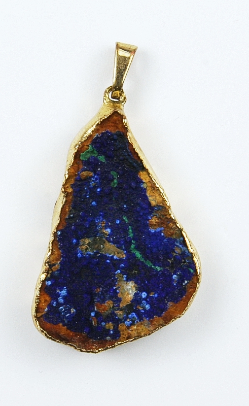 Azurite pendant, gold-electroplated