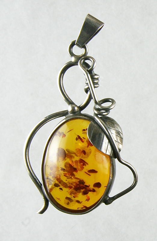 Amber, Pendant, Silver 925