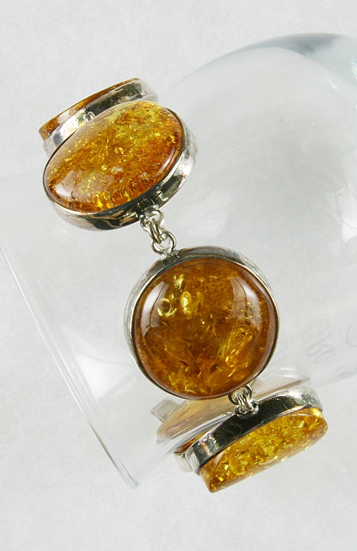 Amber, Bracelet with secure Chain, Silver 925 