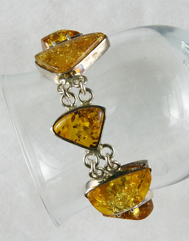 Amber, Bracelet with secure Chain, Silver 925 