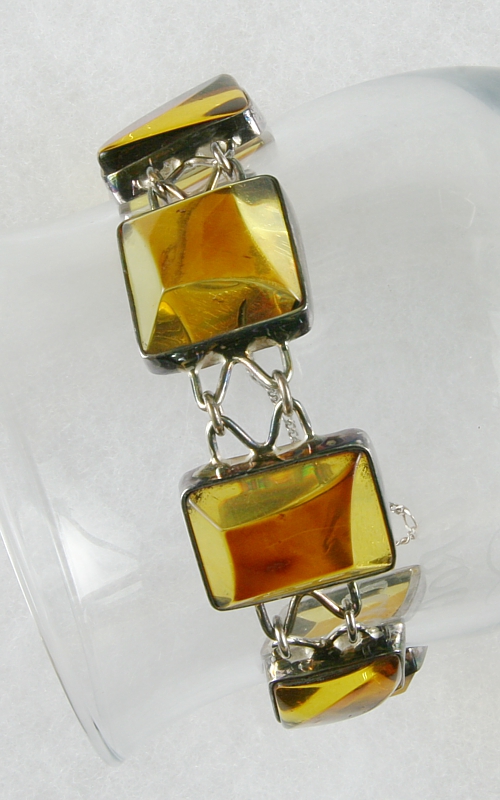 Amber, Bracelet with secure Chain, Silver 925