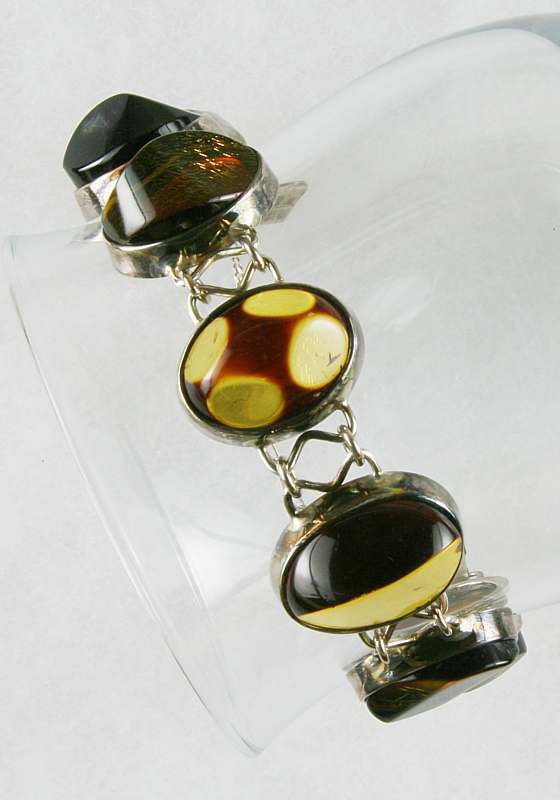 Amber, Bracelet with secure Chain, Silver 925