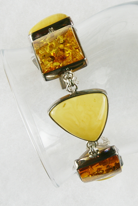 Amber, Bracelet with secure Chain, Silver 925