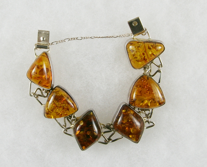 Amber, Bracelet with secure Chain, Silver 925