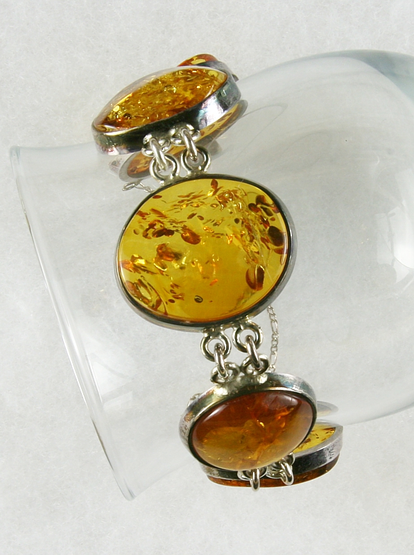 Amber, Bracelet with secure Chain, Silver 925