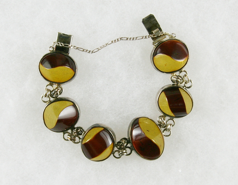 Amber, Bracelet with secure Chain, Silver 925