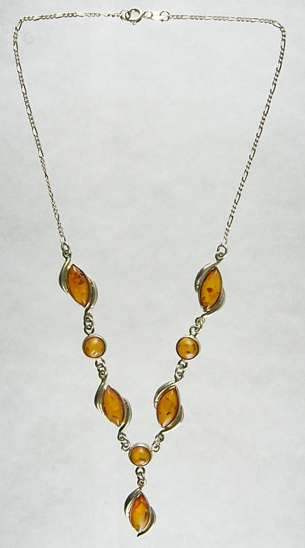 Amber, Necklace, Silver 930