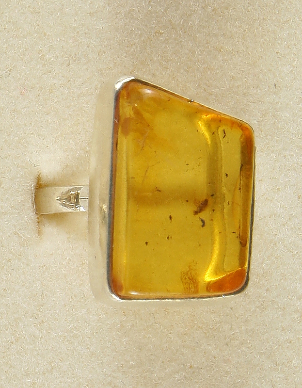 Amber with fossilized Insect, Ring, Silver 925