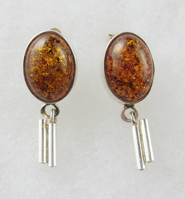 Amber, Earrings, Silver 925