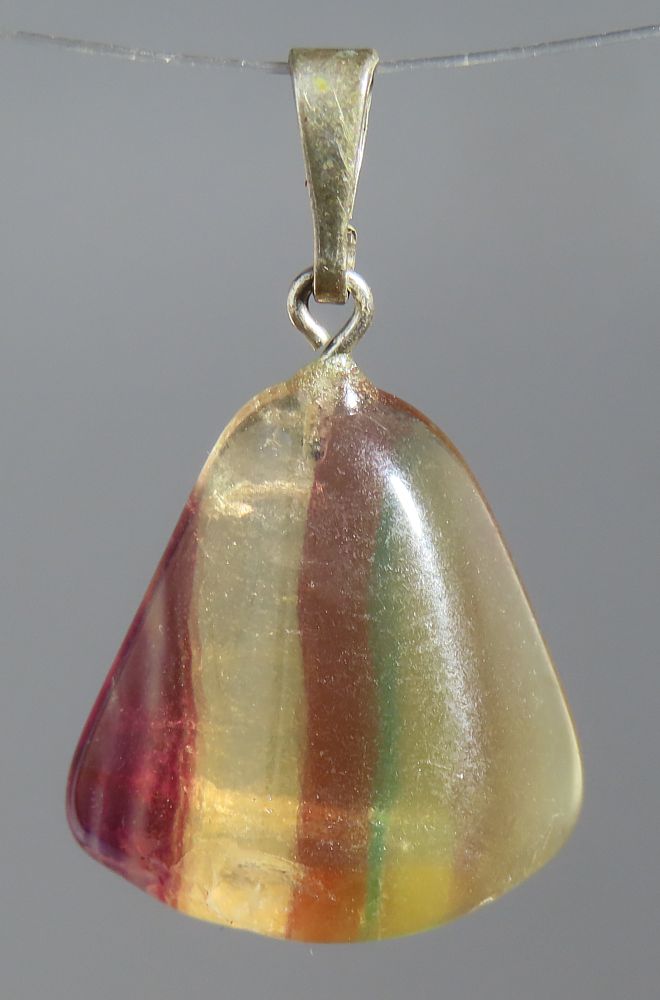 Fluorit Trommelstein-Anhänger mit 925 Silberöse