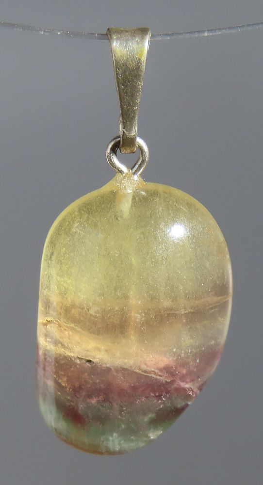 Fluorit Trommelstein-Anhänger mit 925 Silberöse