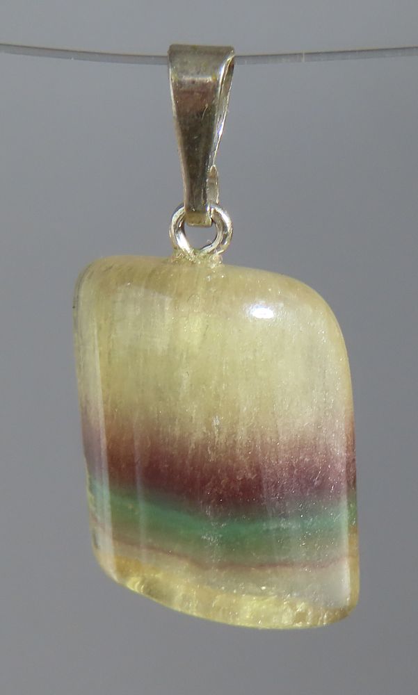 Fluorit Trommelstein-Anhänger mit 925 Silberöse