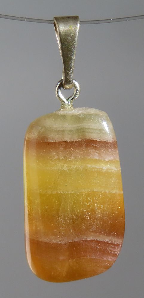 Fluorit Trommelstein-Anhänger mit 925 Silberöse