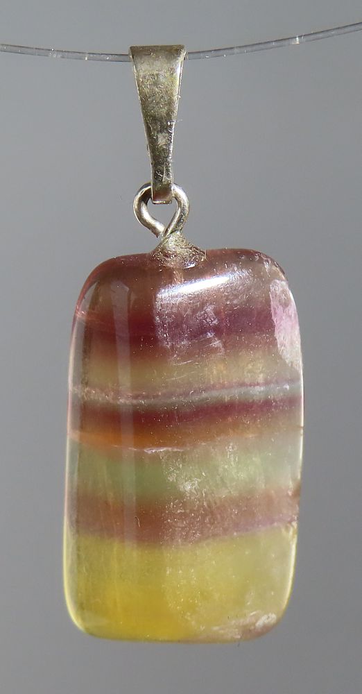 Fluorit Trommelstein-Anhänger mit 925 Silberöse