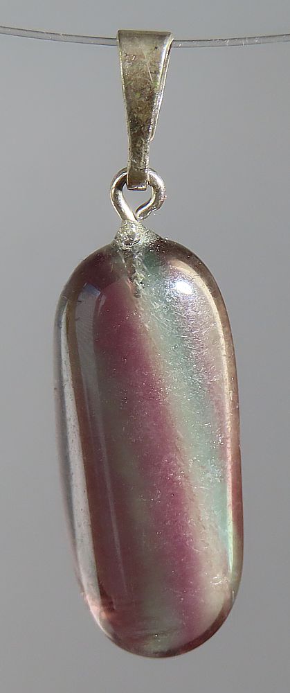 Fluorit Trommelstein-Anhänger mit 925 Silberöse