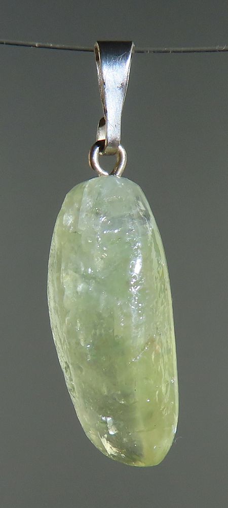 Green Calcit Pendant, tumbled with 925 Silver Bail