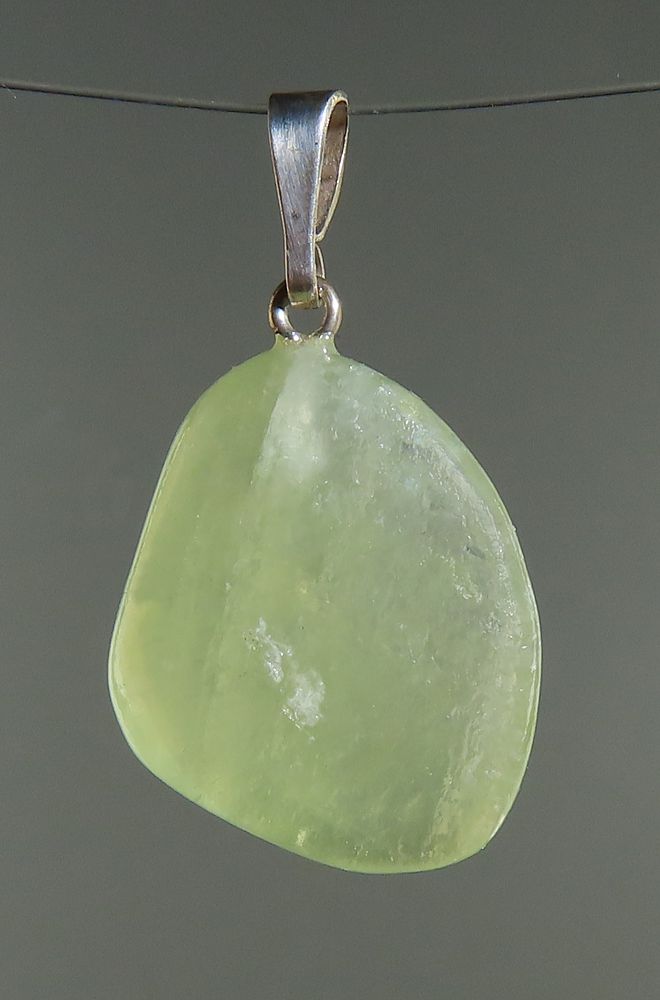 Green Calcit Pendant, tumbled with 925 Silver Bail