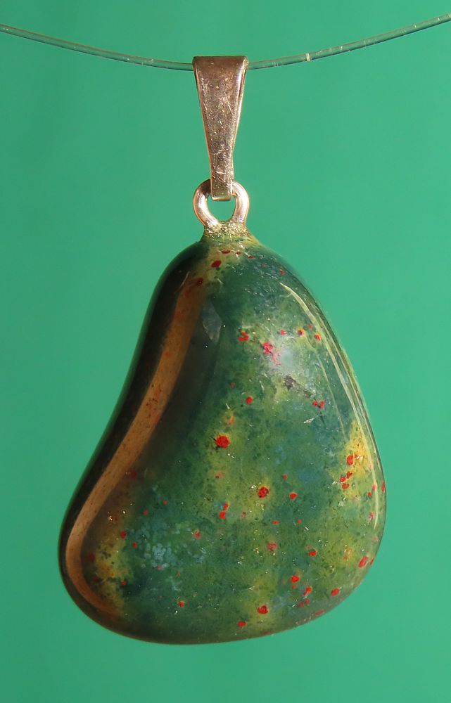 Heliotrop Pendant, tumbled with 925 Silver Bail