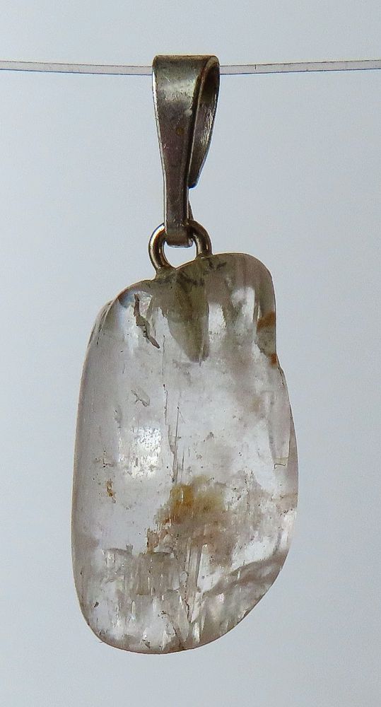 Kunzit Trommelstein-Anhänger mit 925 Silberöse