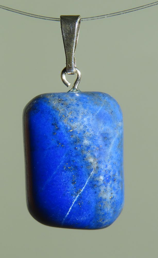 Lapis Lazuli Trommelstein-Anhänger mit 925 Silberöse