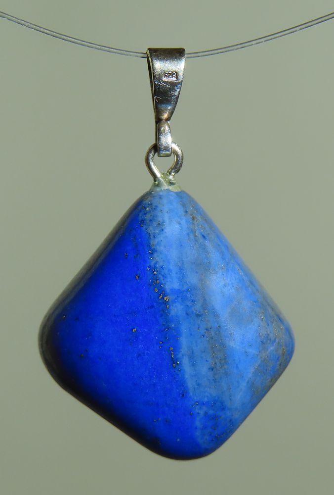 Lapis Lazuli Trommelstein-Anhänger mit 925 Silberöse