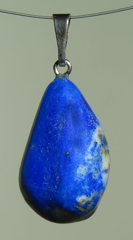 Lapis Lazuli Trommelstein-Anhänger mit 925 Silberöse