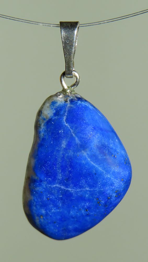 Lapis Lazuli Trommelstein-Anhänger mit 925 Silberöse