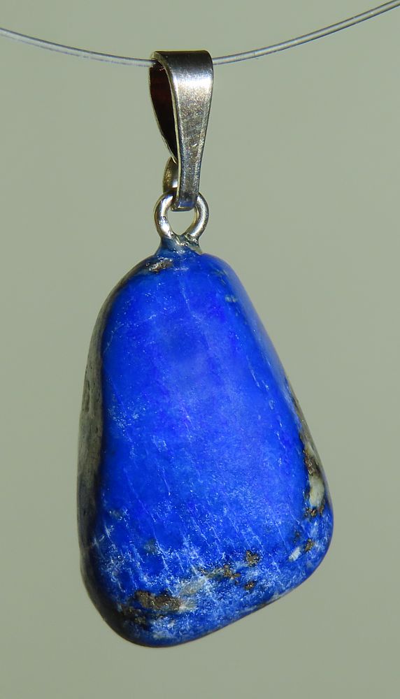 Lapis Lazuli Trommelstein-Anhänger mit 925 Silberöse