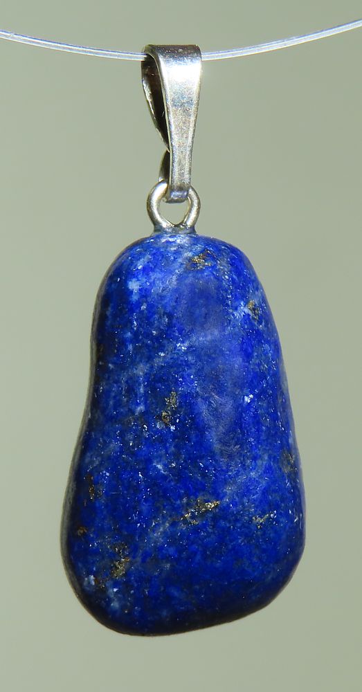 Lapis Lazuli Pendant, tumbled with 925 Silver Bail