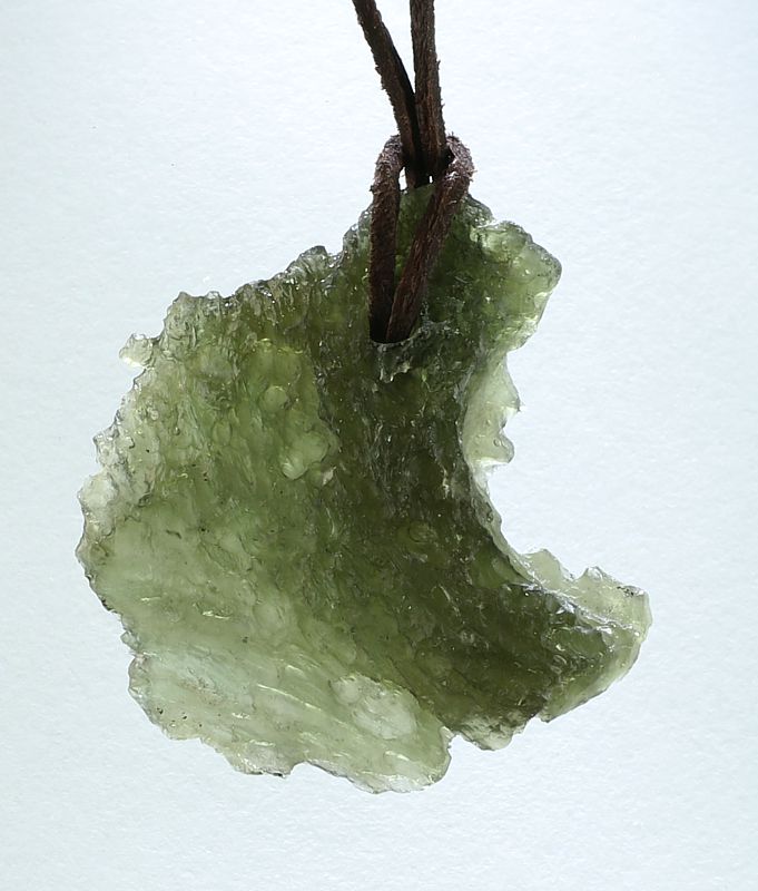 Moldavite pendant with leather cord