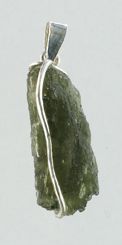 Moldavite pendant, silver wire wrapped