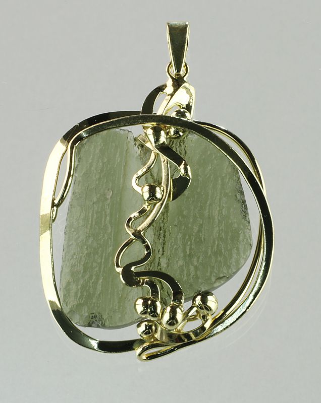 Moldavite, pendant gold plated