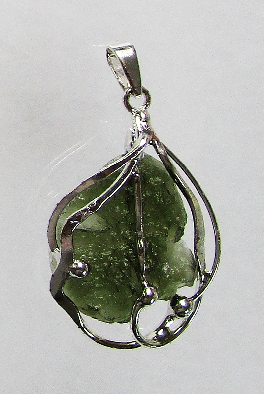 Moldavite pendant silver-coated