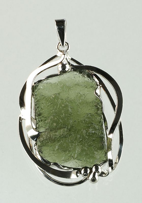 Moldavite pendant silver-coated