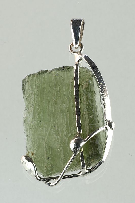 Moldavite pendant silver-coated