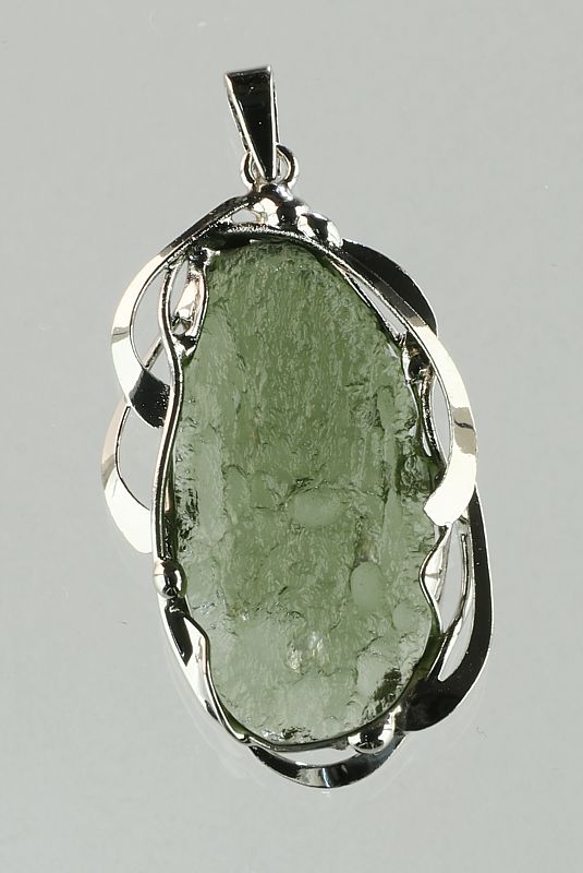 Moldavite pendant silver-coated