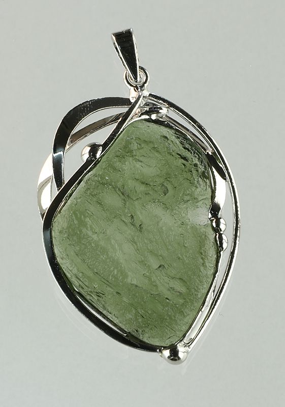 Moldavite pendant silver-coated