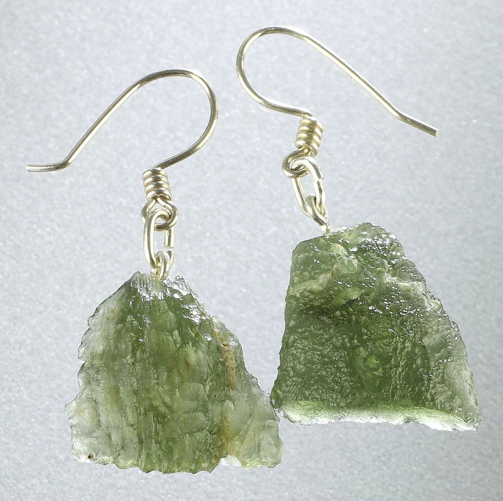 Moldavite silver earrings
