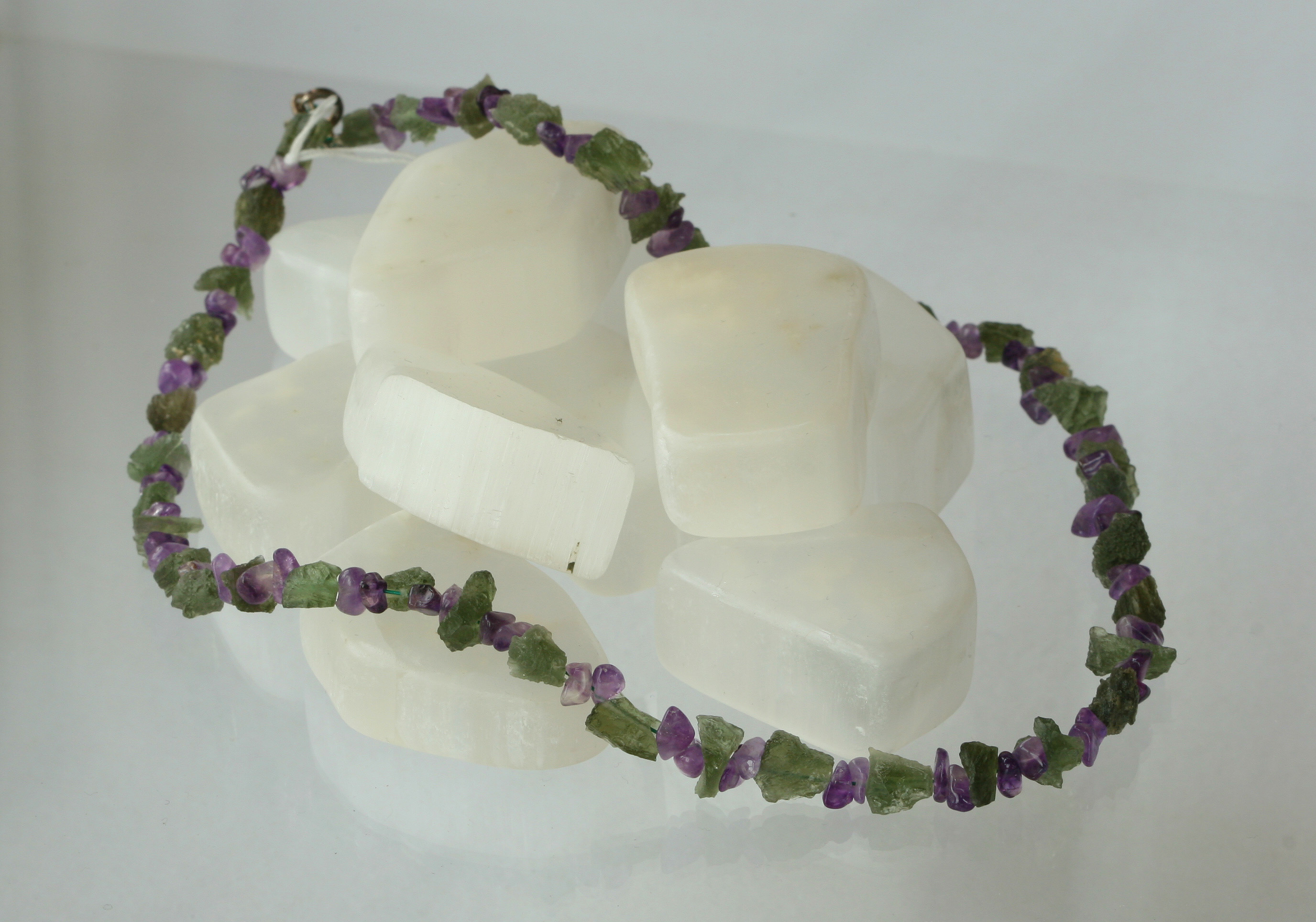 Moldavite necklace with Amethyst